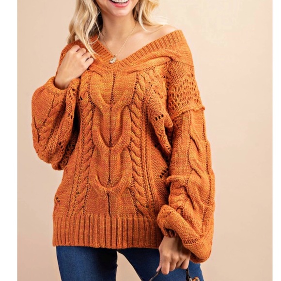 Chunky two toned textured sweater - Picture 3 of 7